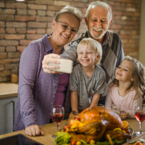 grandparents with grandkids on thanksgiving